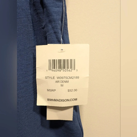 Blue Smocked Waist Straight Leg Pants - Picture 4 of 4